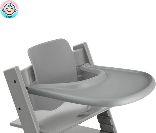 Eetblad en Stoelverkleiner - Stokke Tripp Trapp - Babyset - Playtray - Grijs van Merkloos
