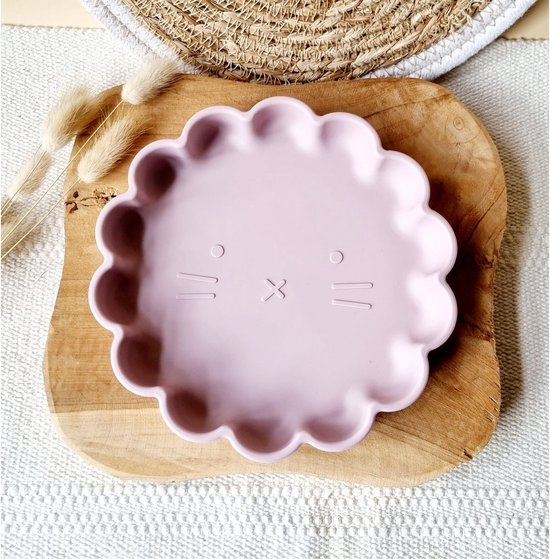 Eetbordje leeuw - siliconen bord - leeuw - roze - zuignap - baby - peuter - speelgoed - Verjaardag - geschenk - unisex - cadeau van Hunnikidee Kids