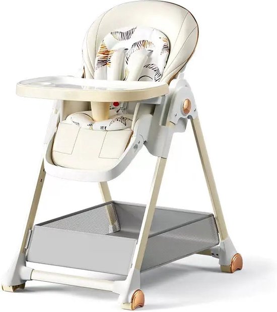 Eetstoel Baby - Hoge Stoel Kinderen - Kinderstoeltje aan Tafel - Uitneembaar kussen - Meegroeistoel - Aanpasbare - Compact Opvouwbaar - Babyvoedingsstoel - Baby eetstoel - Baby hoge stoel om te eten Baby - Wit van Merkloos