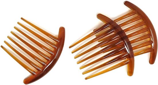 Egoods - Vrouwen Franse Twist Kam Haar Clip in Bruin - Set van 2 stuks met Zeven Tand - Haarkam en Haarclip combineren - Trendy accessoires voor kapsels van Egoods