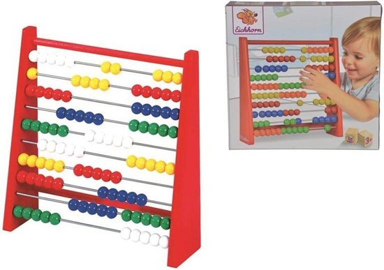 Eichhorn - mini telraam met 100 houten ballen, 5,5x24x23cm Berkenmultiplex, vanaf 3 jaar van Eichhorn