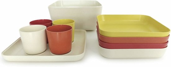 Ekobo GO 10-delige Picknickset Bamboevezel SUN - 4 kleuren van EKOBO