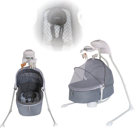 Elektrische aangedreven Baby schommelstoel -baby swing - Wieg en wipstoel in 1 met muziek - incl. muggennet - Geschikt voor 0-36 maanden van Luxeuro