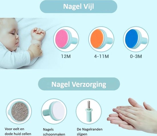 Elektrische Baby - Nagelknipper- baby- Blauw & Handige Opberg Doos - Baby Nagelknipper - Baby nageltrimmer - Baby Nagelset - Baby Nagelvijl van Easynails.