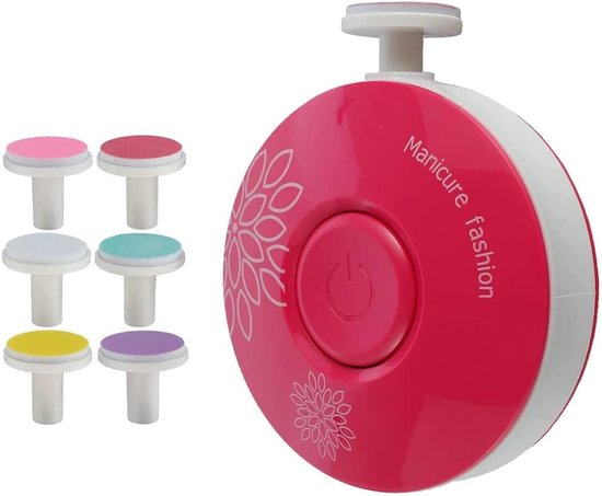 Elektrische Baby Nagelvijl - 6 Verwisselbare Vijlkoppen - 3 Snelheden - Veilige Roterende Nagelverzorging - Voor Baby's & Volwassenen - Oplaadbaar - CE-Gecertificeerd - Lichtroze - Incl. Polijstkop van Koopin.