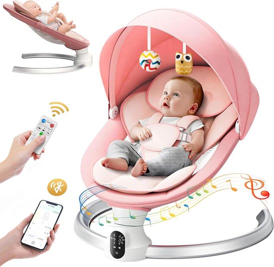 Elektrische Baby Schommel - Baby Bouncer - Baby Vermaken - Met Afstandsbediening - Tot 9 kg - Roze