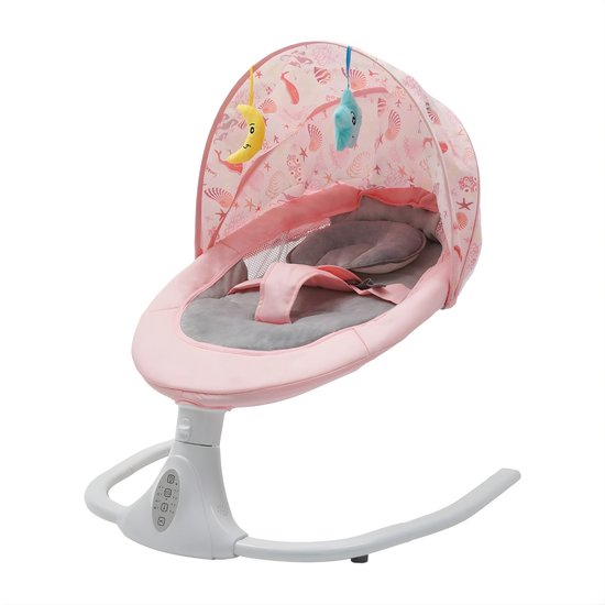 Elektrische Baby Schommelstoel – Met Afstandsbediening en USB – 4 Snelheden – Max. 18 kg – Baby Swing Chair – Roze
