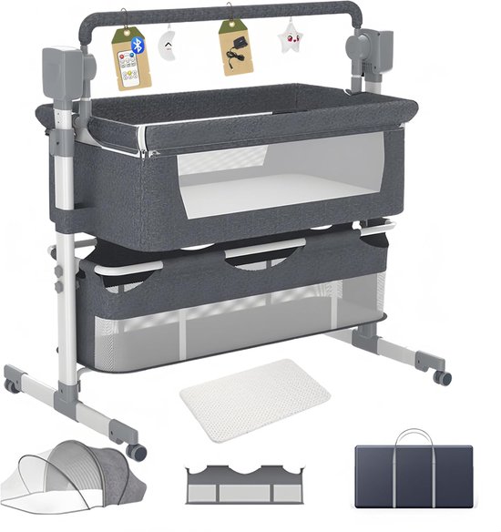 Elektrische Baby Wieg - Nachtkastje Bedje - Veilig Slapen - Met Muziek Afstandsbediening - 105 x 55 x 96 cm van Merkloos