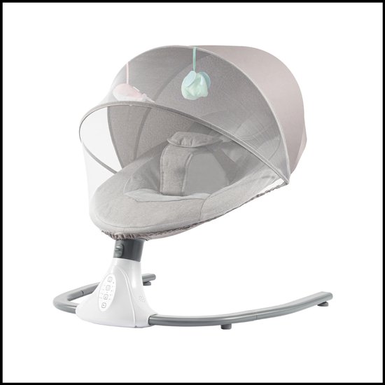 Elektrische Babyschommel – Baby Bouncer – 4 Schommelstanden – Bluetooth & Slaapliedjes – Met Zonnescherm en Klamboe