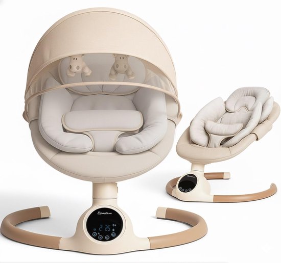 Elektrische Babyschommel - Babywip - Baby Kalmeren - Met Bewegingsmelder - Tot 9 kg - Beige