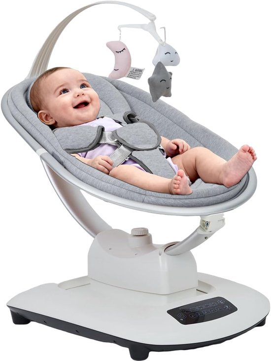 Elektrische Babyschommel Met Trilfunctie 5 Bewegingsstanden Verstelbare Hoek Met Timer Max 40kg Montessori Speelboog Baby Schommelstoel
