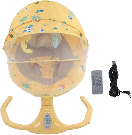 Elektrische Bluetooth Babyschommel, Intelligent, 4 Snelheden, 4 Timer, Afstandsbediening, 3 Zitposities, Opvouwbare Muziekschommelstoel van Aoxiu