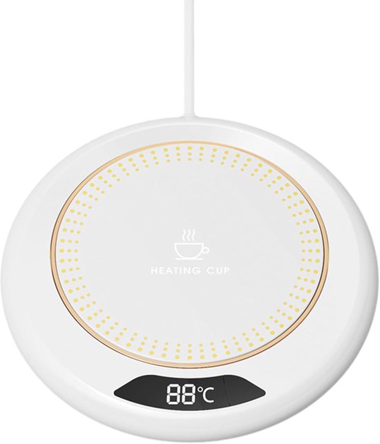Elektrische koffiewarmer Smart Cup Warmer met 3 temperatuuraanpassing, digitaal display verwarming cup pad bureau drank warmer constanten 8 uur automatische uitschakeling veiligheidsfunctie van Merkloos