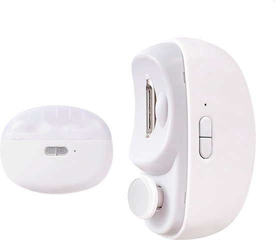 Elektrische nagelknipper - 2 snelheden - automatische nagelknipper met polijstkop en ledlicht - professionele nagelknipper voor kinderen en volwassenen - USB-oplaadbaar- instelbaar(Kleur:Wit) van Merkloos