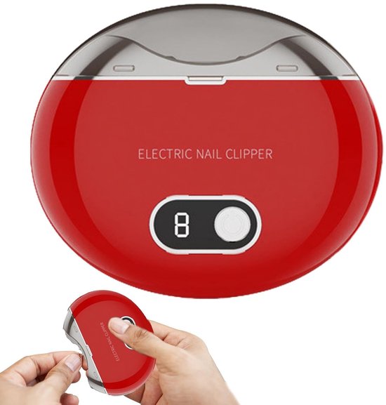 Elektrische Nagelknipper - Automatische Nagelknipper - LED Licht - 3 Snelheidstanden - USB-oplaadbaar - Voor alle leeftijden - Kleine Automatische Laag Lawaai Nagelknipper - Geschikt voor Vingers en Tenen - Rood van Merkloos