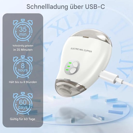 Elektrische nagelknipper, elektrische nagelknipper Geschikt voor kinderen Geschikt voor verlichting, oplaadbaar via USB