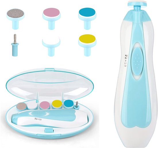Elektrische nagelknipper - elektrische nagelknipper voor baby's - elektrische nageltrimmer voor baby's - knipt vinger- en teennagels - 6-in-1 nagelset - met LED-lampje - veilig voor pasgeborenen, kinderen en volwassenen.