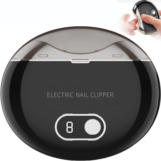 Elektrische Nagelknipper - Trimmen en Vijlen in één - Professionele Automatische Nagelknipper - LED Licht - 3 Snelheidstanden - Nagelverzorging - Waterbestendig - Nageltrimmer - Nagelvijl - Manicureset - Voor alle leeftijden - Zwart van Lopps