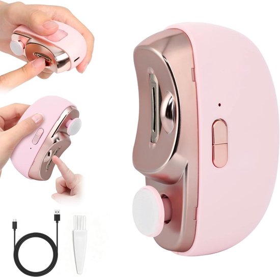 Elektrische nagelknipper voor senioren, nieuwe 3-in-1 Easyclip Smart nagelknipper voor baby's en volwassenen (modeljaar 2026), automatische elektrische nagelknipper met polijstfunctie en LED-verlichting, geschikt voor vinger- en teennagels (roze)