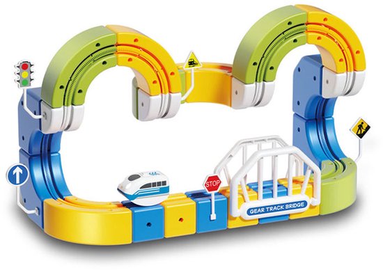 Elektrische Racebaan Treinset 168 Onderdelen, 3D Zwaartekracht Gestuurde Bouwen met Gemotoriseerd Voertuig, STEM Speelgoed Cadeau voor Kinderen 3‑8 Jaar