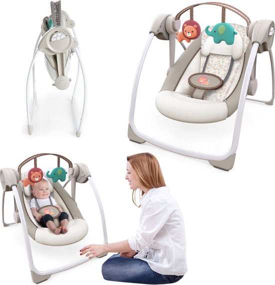 Elektrische Schommelstoel Baby - Baby Swing - Wipstoel Baby's met Speelboog - Beige van Kidzrock