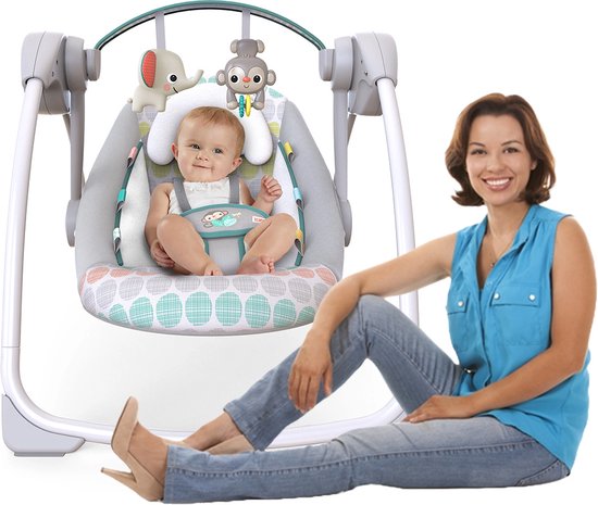 Elektrische Schommelstoel Baby - Baby Swing - Wipstoel Baby's met Speelboog - Grijs van Cangaroo