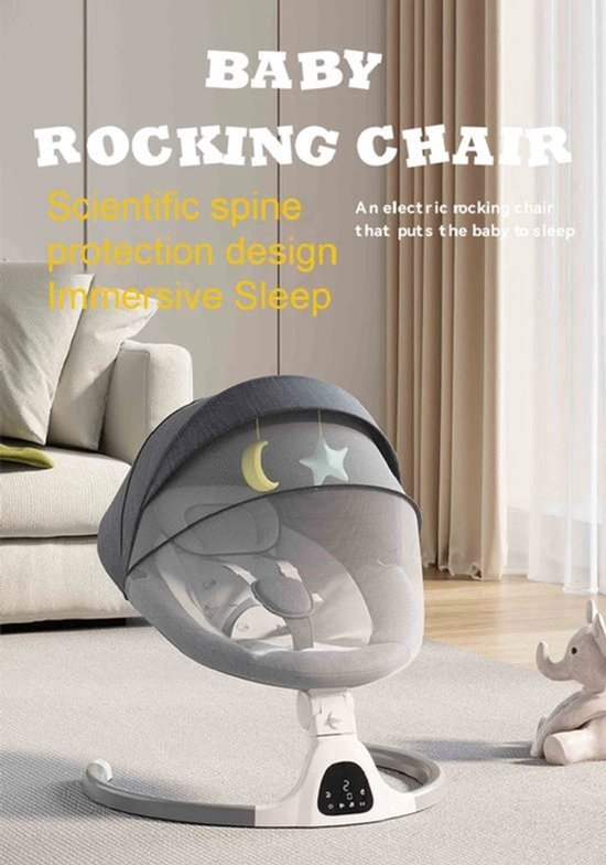 Elektrische Schommelstoel - Wiegstoel voor Baby's - Elektrische Wipstoel - Automatische Schommelstoel - voor Baby - met Vijfpunts Gordel en Afstandsbediening - Bluetooth - Roze Tray