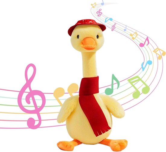 Elektronisch Pluche Dier - Dansende Eend - Interactief Spel - Aanraakgeactiveerd Dansen - 31 cm - Geel