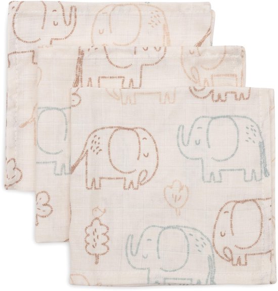 Elephant Tales Spuugdoeken voor baby's, 3 stuks, 31 x 31 cm, mousseline, 100% katoen, luiers voor baby's, Oeko-Tex gecertificeerd
