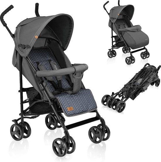 Elia Lichtgewicht Buggy tot 15 kg van 6 maanden tot ca. 3 jaar, Kinderwagen, Wandelwagen met Muskietennet, Voetenzak en Regenhoes, Lichte Constructie 7kg, Snel en Eenvoudig Opvouwsysteem (Grijs) van Kinderkraft