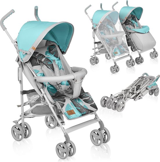 Elia Lichtgewicht Buggy tot 15 kg van 6 maanden tot ca. 3 jaar, Kinderwagen, Wandelwagen met Muskietennet, Voetenzak en Regenhoes, Lichte Constructie 7kg, Snel en Eenvoudig Opvouwsysteem (Turkoois) van Hauck
