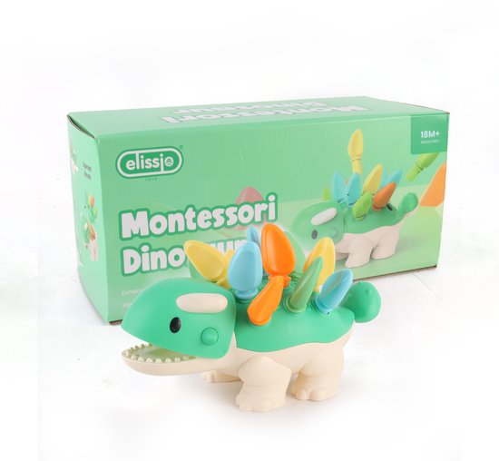 Elissio® - Fijne Motorieke Dinosaurus - Sensorisch Speelgoed - Montessori Fijne Motoriek Kinderspeelgoed vanaf 6 Maanden - Educatief Baby Speelgoed 1 Jaar - Peuter & Kleuter Speelgoed 2-3 Jaar - Cadeau voor Meisjes & Jongens van Merkloos