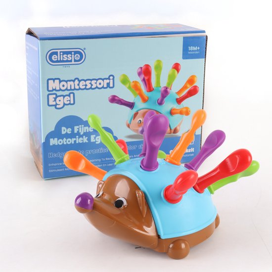 Elissio® - Montessori speelgoed Fijne Motorieke Egel - Sensorisch Speelgoed – Montessori Fijne Motoriek Kinderspeelgoed vanaf 6 Maanden – Educatief Baby Speelgoed 1 Jaar – Peuter & Kleuter Speelgoed 2-3 Jaar – Cadeau voor Meisjes & Jongens - Blauw