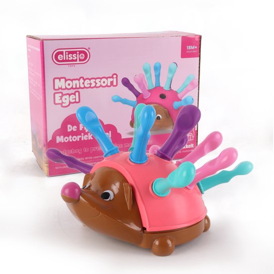 Elissio® - Montessori speelgoed Fijne Motorieke Egel - Sensorisch Speelgoed - Montessori Fijne Motoriek Kinderspeelgoed vanaf 6 Maanden - Educatief Baby Speelgoed 1 Jaar - Peuter & Kleuter Speelgoed 2-3 Jaar - Cadeau voor Meisjes & Jongens - Roze van Elissio