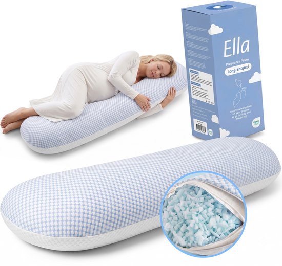 Ella Traagschuim Zwangerschapskussen - Luxe Lichaamskussen - XXL Zijslaapkussen of Voedingskussen - Body Pillow