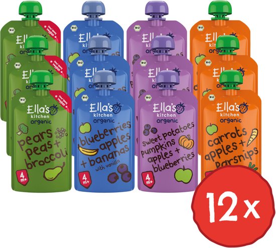 Ella's kitchen 12 stuks Knijpzakjes Mix Pakket van Ella's Kitchen