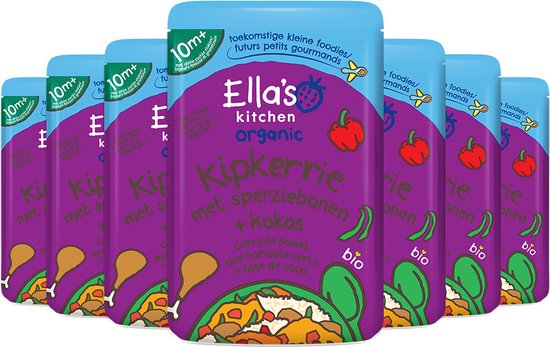 Ella's Kitchen Biologisch Maaltijdzakje 10+m Kipkerrie, Sperziebonen & Kokos - 7 x 190 gr - Voordeelverpakking