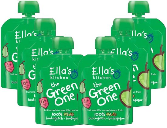 Ella's kitchen Knijpzakje Fruit Smoothie 6+ m Appel Peer Banaan Kiwi 90 gr - 6x 90 gr - Voordeelverpakking van Merkloos
