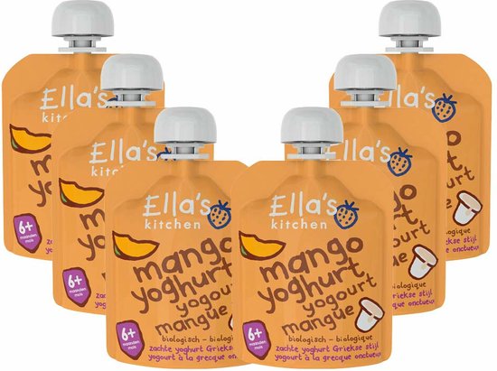 Ella's kitchen Yoghurt Griekse Stijl 6+ m Mango 90 gr - 6x 90 gr - Voordeelverpakking van Ella's Kitchen