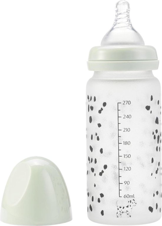 Elodie glazen babyfles - Baby flessen - Baby fles - Glazen flesjes - Babyfles - 270 ml - Dalmatian Dots van Merkloos