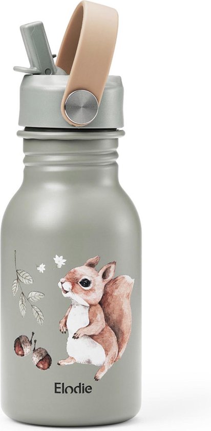 Elodie Water Bottle - Waterflessen kinderen - Drinkfles met rietje - Drinkbeker - 350 ml - Chipmunk Darling van Elodie
