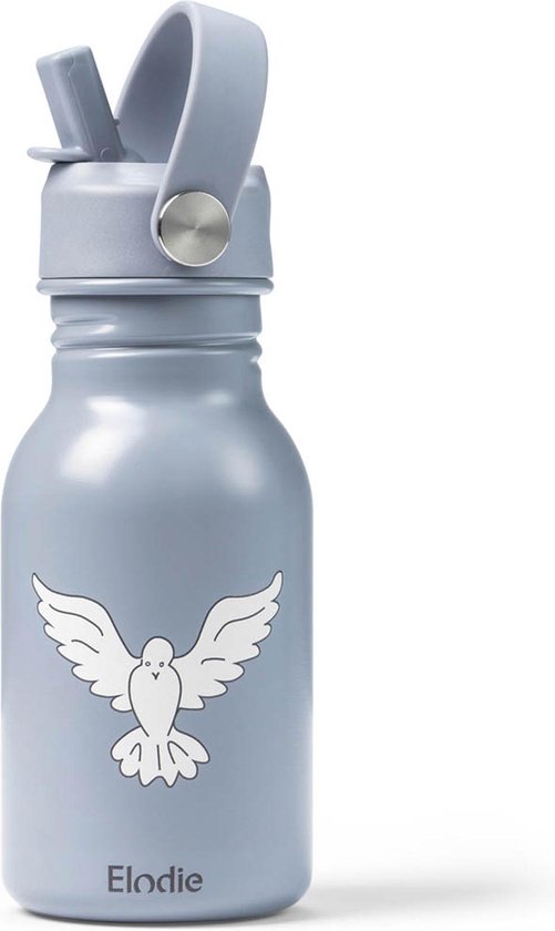 Elodie Water Bottle - Waterflessen kinderen - Drinkfles met rietje - Drinkbeker - 350ml - Free Bird Placement Print van Elodie