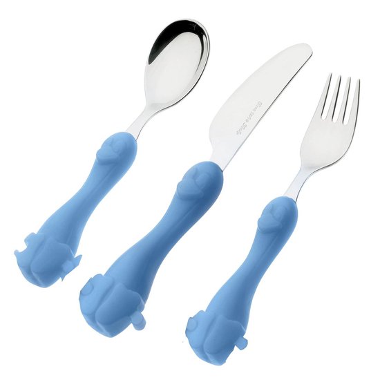 EME Ping Baby-kinderbestek - Set mes, vork en lepel (blauw) van EME.