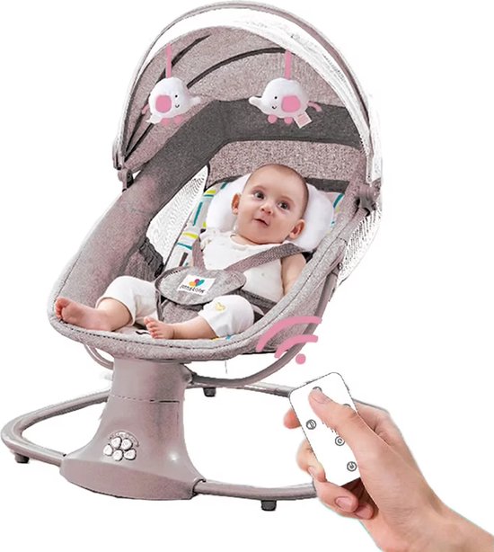 EML STORE Baby Wipstoel - Baby Wiegstoel - Baby Schommelstoel - Elektrisch - Muziek - Afstandbediening - Roze van EML STORE