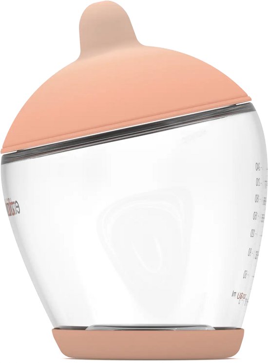 Emulait Classic Babyfles - Kleur: Fair - Maat: 3 - 240 ml - borstvormig - natuurlijk voeden - anti-koliek - bpa-vrij van Merkloos
