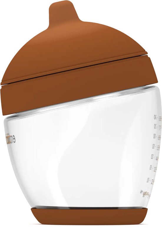 Emulait Classic Glazen Babyfles - Kleur: Deep - Maat: 1 - 240 ml - borstvormig - natuurlijk voeden - anti-koliek - bpa-vrij