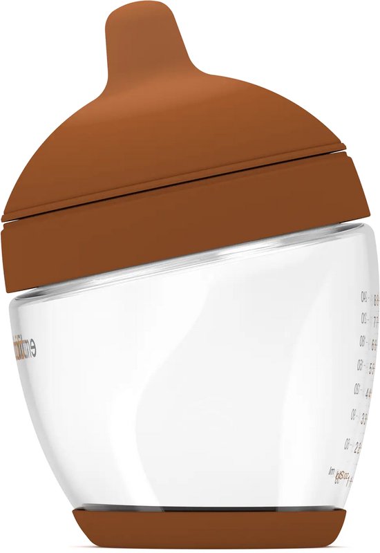 Emulait Classic Glazen Babyfles - Kleur: Deep - Maat: 4 - 240 ml - borstvormig - natuurlijk voeden - anti-koliek - bpa-vrij