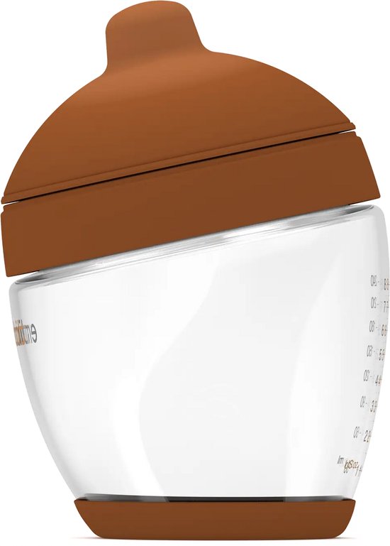 Emulait Classic Glazen Babyfles - Kleur: Deep - Maat: 5 - 240 ml - borstvormig - natuurlijk voeden - anti-koliek - bpa-vrij