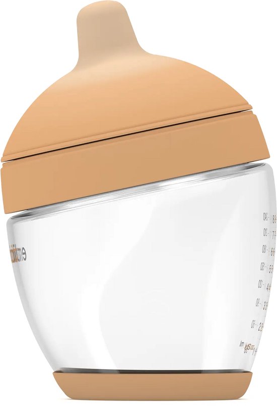 Emulait Classic Glazen Babyfles - Kleur: Light - Maat: 4 - 240 ml - borstvormig - natuurlijk voeden - anti-koliek - bpa-vrij