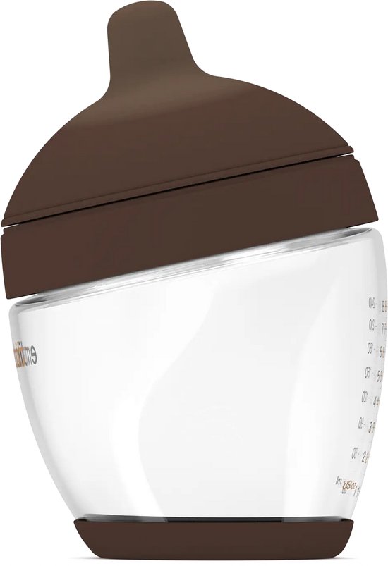 Emulait Classic Glazen Babyfles - Kleur: Rich - Maat: 4 - 240 ml - borstvormig - natuurlijk voeden - anti-koliek - bpa-vrij